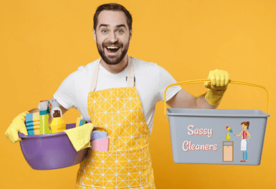 Franchising - Is It Possible, Man with Cleaning Supplies, Sassy Cleaners