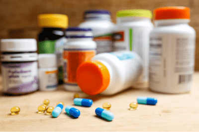 Medicine Cabinet, Medicine Bottles and Pills