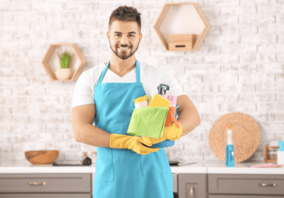 Are You Winging It With Your Money, House Cleaner Holding Supplies