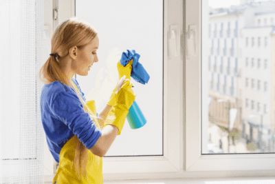 Credit Line for Cleaning Companies Cleaner washes window