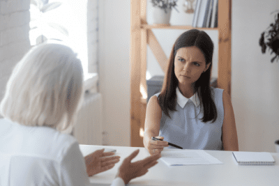 Don't Hire the Magician, Serious Woman at Interview