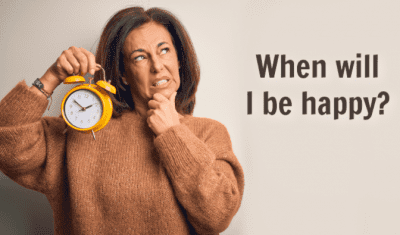 I Will Be Happy When, Woman Holding Clock, When Will I Be Happy