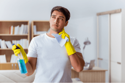 How to Choose a Company Name, Man Cleaning and Thinking