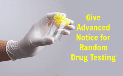 Drug Test a Cleaning Employee, Holding Smaple Cup, Give Advanced Notice for Random Drug Testing