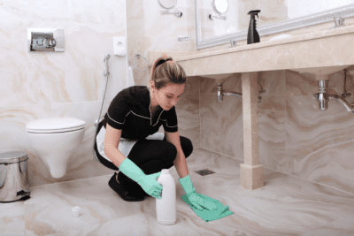 Cleaning the House of Celebrities, House Cleaner Wiping Floor