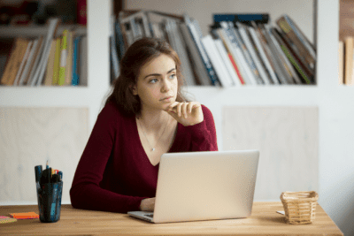 Find Someone Else, Pensive Woman at Computer