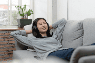 How I Got Unstuck, Woman with Headphones Relaxes