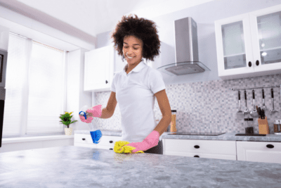House Cleaners Amazing Surprise, House Cleaner Wiping Counter
