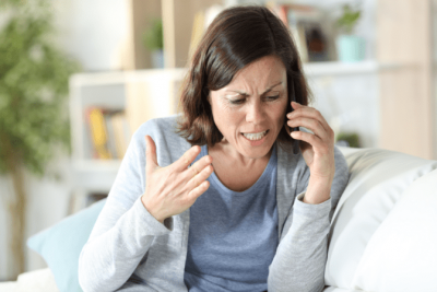 Customer Won't Pay, Upset Woman Talks on Phone