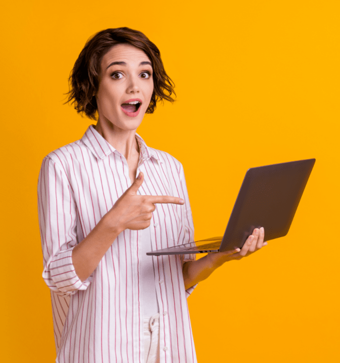Local Cleaning Company, Woman Points at Computer