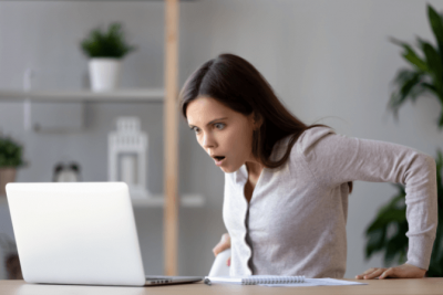 Reviews When You Are New, Shocked Woman on Computer